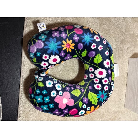Floral Travel Neck Pillow By Wolf Essentials - 100% Polyester Fiber Navy Backgro - Picture 6 of 7